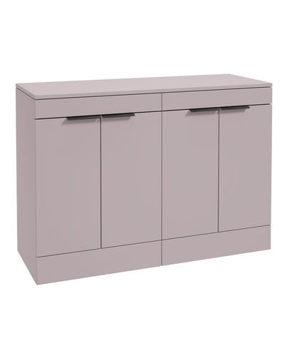 Stockholm Floorstanding 120Cm Four Door Countertop Unit Matt Cashmere Pink-Matt Black Handle