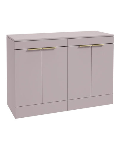 Stockholm Floorstanding 120Cm Four Door Countertop Unit Matt Cashmere Pink-Brushed Gold Handle
