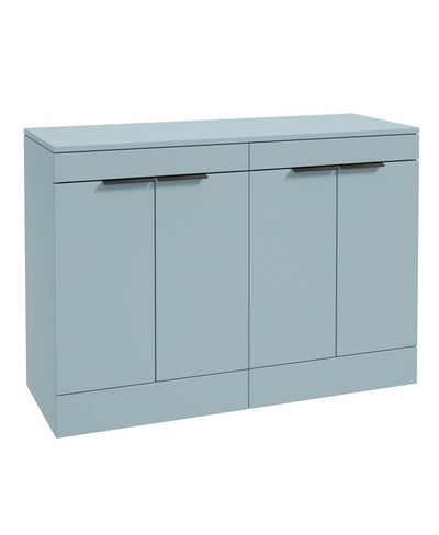Stockholm Floorstanding 120Cm Four Door Countertop Unit Matt Morning Sky Blue-Matt Black Handle