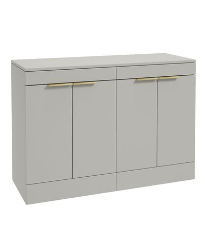 Stockholm Floorstanding 120Cm Four Door Countertop Unit Matt Arctic Grey-Brushed Gold Handle