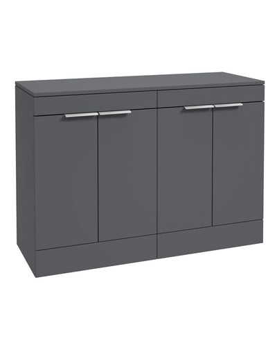 Stockholm Floorstanding 120Cm Four Door Countertop Unit Matt Midnight Grey-Brushed Chrome Handle
