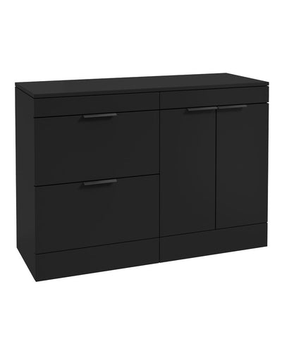Stockholm Floorstanding 120Cm Two Drawer/Two Door Countertop Unit Matt Black-Matt Black Handles