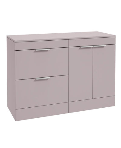 Stockholm Floorstanding 120Cm Two Drawer/Two Door Countertop Unit Matt Cashmere Pink-Brushed Chrome Handles