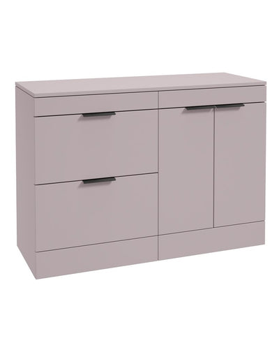 Stockholm Floorstanding 120Cm Two Drawer/Two Door Countertop Unit Matt Cashmere Pink-Matt Black Handles