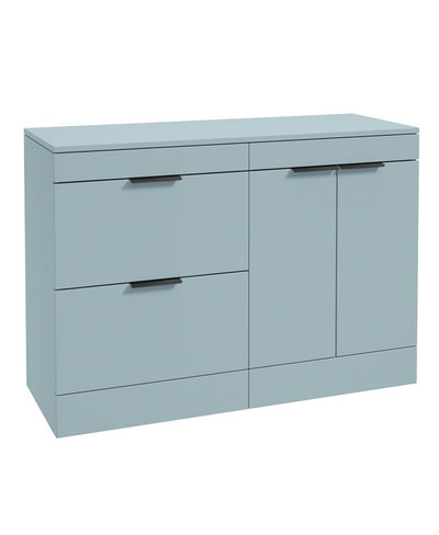 Stockholm Floorstanding 120Cm Two Drawer/Two Door Countertop Unit Matt Morning Sky Blue-Matt Black Handles