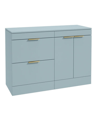 Stockholm Floorstanding 120Cm Two Drawer/Two Door Countertop Unit Matt Morning Sky Blue-Brushed Gold Handles