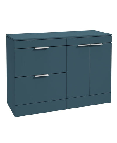 Stockholm Floorstanding 120Cm Two Drawer/Two Door Countertop Unit Matt Ocean Blue-Brushed Chrome Handles