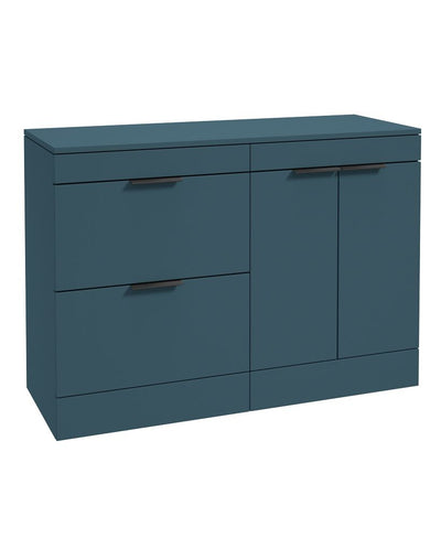 Stockholm Floorstanding 120Cm Two Drawer/Two Door Countertop Unit Matt Ocean Blue-Matt Black Handles