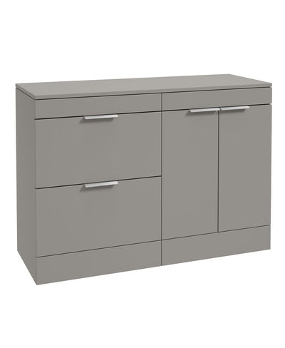 Stockholm Floorstanding 120Cm Two Drawer/Two Door Countertop Unit Matt Khaki-Brushed Chrome Handles