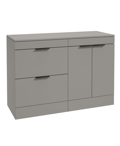 Stockholm Floorstanding 120Cm Two Drawer/Two Door Countertop Unit Matt Khaki-Matt Black Handles
