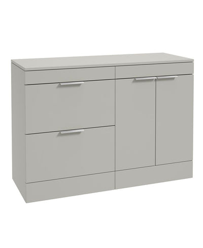 Stockholm Floorstanding 120Cm Two Drawer/Two Door Countertop Unit Matt Arctic Grey-Brushed Chrome Handles