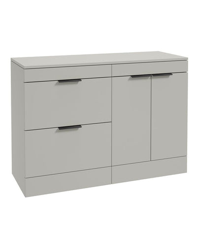 Stockholm Floorstanding 120Cm Two Drawer/Two Door Countertop Unit Matt Arctic Grey-Matt Black Handles