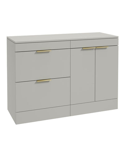 Stockholm Floorstanding 120Cm Two Drawer/Two Door Countertop Unit Matt Arctic Grey-Brushed Gold Handles
