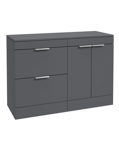 Stockholm Floorstanding 120Cm Two Drawer/Two Door Countertop Unit Matt Midnight Grey-Brushed Chrome Handles