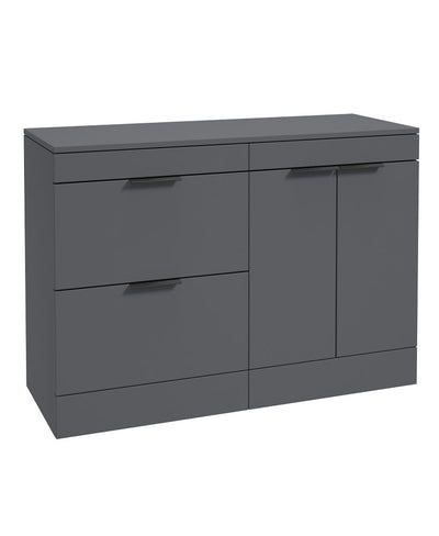 Stockholm Floorstanding 120Cm Two Drawer/Two Door Countertop Unit Matt Midnight Grey-Matt Black Handles