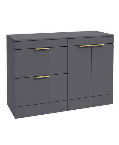 Stockholm Floorstanding 120Cm Two Drawer/Two Door Countertop Unit Matt Midnight Grey-Brushed Gold Handles