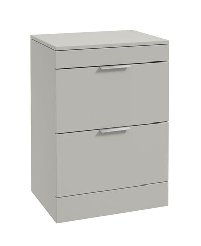 Stockholm Floorstanding 60Cm Two Drawer Countertop Unit Matt Arctic Grey-Brushed Chrome Handles
