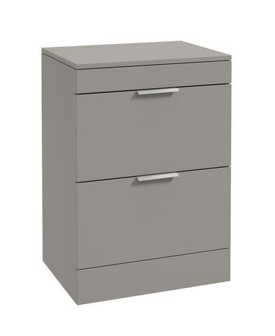 Stockholm Floorstanding 60Cm Two Drawer Countertop Unit Matt Khaki-Brushed Chrome Handles