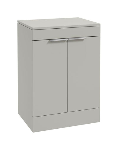 Stockholm Floorstanding 60Cm Two Door Countertop Unit Matt Arctic Grey-Brushed Chrome Handles