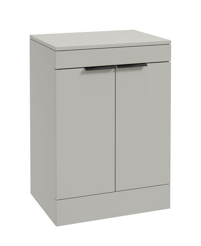 Stockholm Floorstanding 60Cm Two Door Countertop Unit Matt Arctic Grey-Matt Black Handles