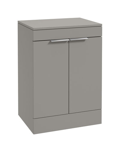 Stockholm Floorstanding 60Cm Two Door Countertop Unit Matt Khaki-Brushed Chrome Handles