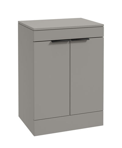 Stockholm Floorstanding 60Cm Two Door Countertop Unit Matt Khaki-Matt Black Handles