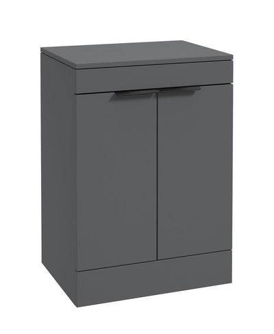 Stockholm Floorstanding 60Cm Two Door Countertop Unit Matt Midnight Grey-Matt Black Handles