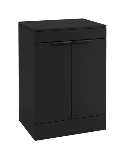 Stockholm Floorstanding 60Cm Two Door Countertop Unit Matt Black-Matt Black Handles