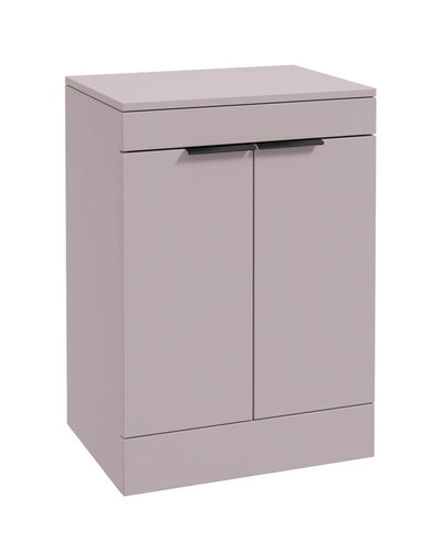 Stockholm Floorstanding 60Cm Two Door Countertop Unit Matt Cashmere Pink-Matt Black Handles