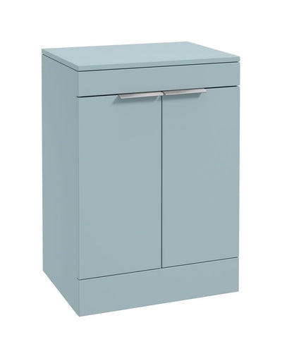Stockholm Floorstanding 60Cm Two Door Countertop Unit Matt Morning Sky Blue-Brushed Chrome Handles
