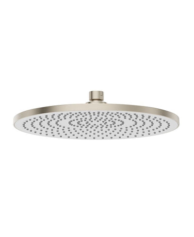Sync Round 250Mm Abs White Face Plate Shower Head Brushed Nickel