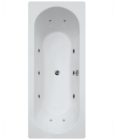 Clover 1700X750Mm Double Ended 12 White Jet Whirlpool Bath White