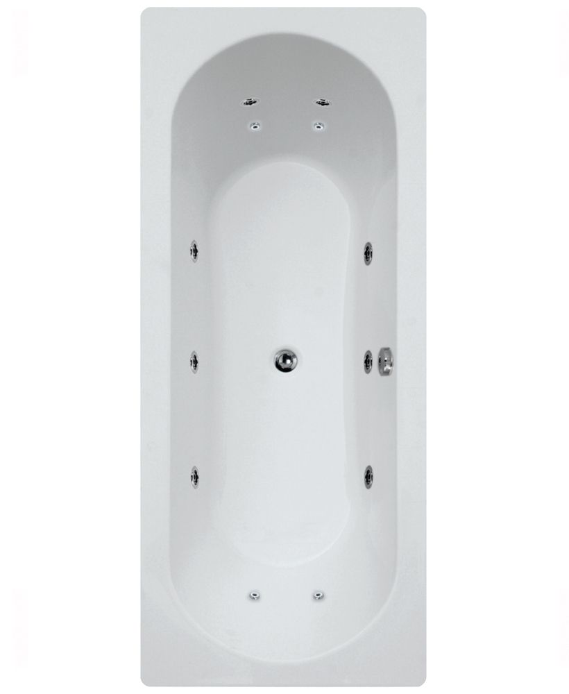 Clover 1800X800Mm Double Ended 12 White Jet Whirlpool Bath White