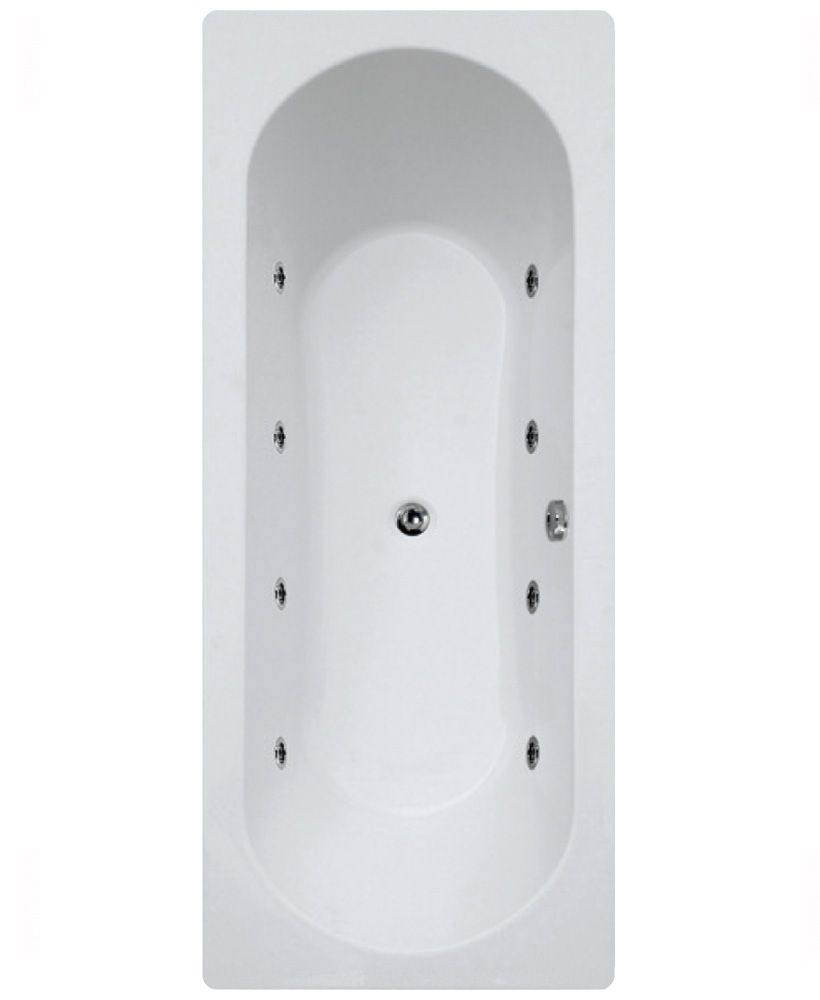 Clover 1800X800Mm Double Ended 8 White Jet Whirlpool Bath White