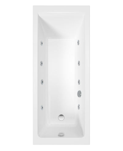 Cubo 1600X700Mm Single Ended 8 White Jet Whirlpool Bath White