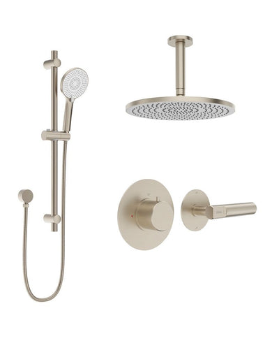 Hakk Thermostatic Shower Set 1 With Ceiling Arm Brushed Nickel