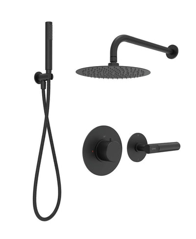 Hakk Thermostatic Shower Set 2 With Wall Arm Matt Black