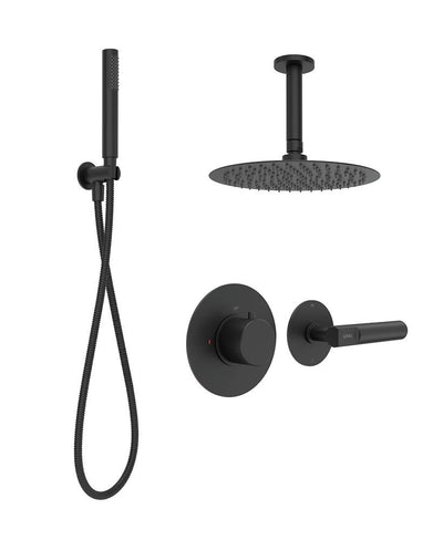 Hakk Thermostatic Shower Set 2 With Ceiling Arm Matt Black