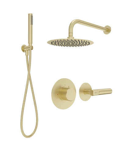 Hakk Thermostatic Shower Set 2 With Wall Arm Brushed Gold