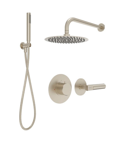Hakk Thermostatic Shower Set 2 With Wall Arm Brushed Nickel