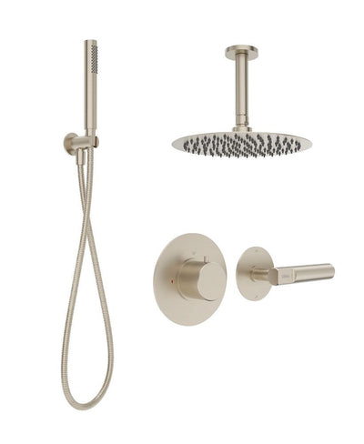 Hakk Thermostatic Shower Set 2 With Ceiling Arm Brushed Nickel