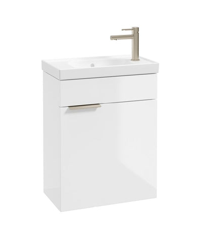 Stockholm Wall Hung 50Cm Single Door Cloakroom Unit Gloss White-Brushed Nickel Handle