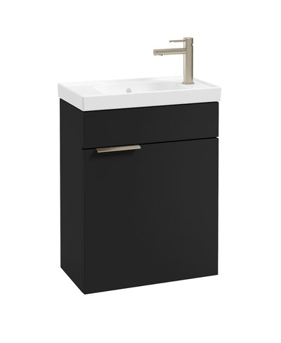 Stockholm Wall Hung 50Cm Single Door Cloakroom Unit Matt Black-Brushed Nickel Handle