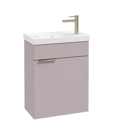 Stockholm Wall Hung 50Cm Single Door Cloakroom Unit Matt Cashmere Pink-Brushed Nickel Handle