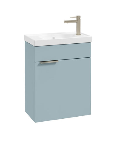 Stockholm Wall Hung 50Cm Single Door Cloakroom Unit Matt Morning Sky Blue-Brushed Nickel Handle