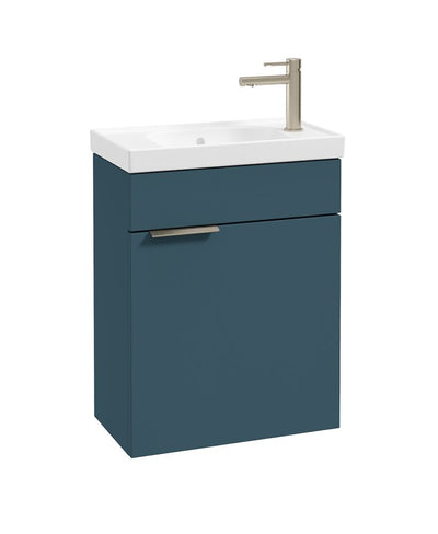 Stockholm Wall Hung 50Cm Single Door Cloakroom Unit Matt Ocean Blue-Brushed Nickel Handle