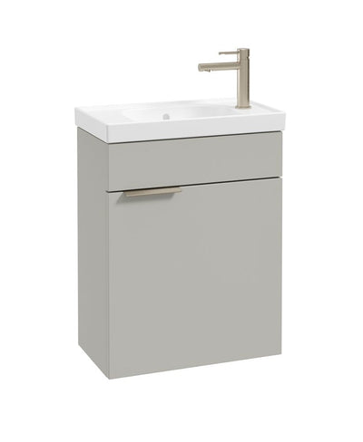 Stockholm Wall Hung 50Cm Single Door Cloakroom Unit Matt Arctic Grey-Brushed Nickel Handle