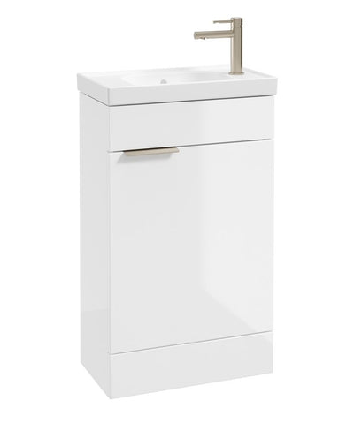 Stockholm Floorstanding 50Cm Single Door Cloakroom Unit Gloss White-Brushed Nickel Handle