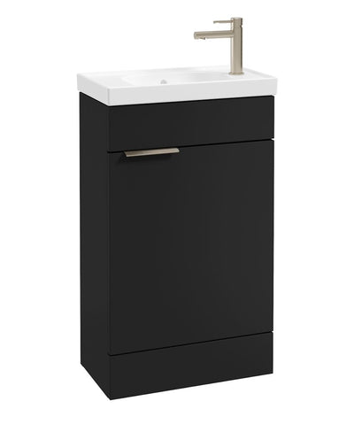Stockholm Floorstanding 50Cm Single Door Cloakroom Unit Matt Black-Brushed Nickel Handle