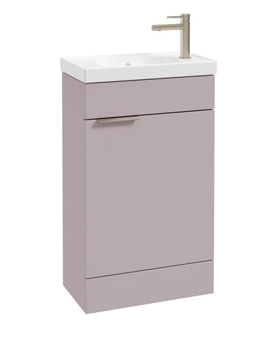 Stockholm Floorstanding 50Cm Single Door Cloakroom Unit Matt Cashmere Pink-Brushed Nickel Handle